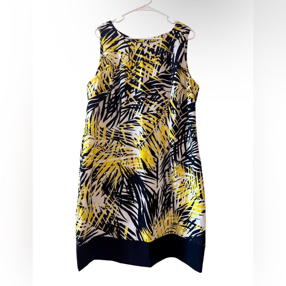 Ronni Nicole 14W Tropical Palm Print Shift Dress Resort Coastal‎ Chic